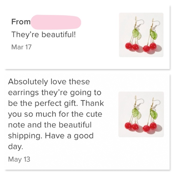 Cherry Shape Dangling Earrings Yellow Gold Tone - Picture 4 of 4